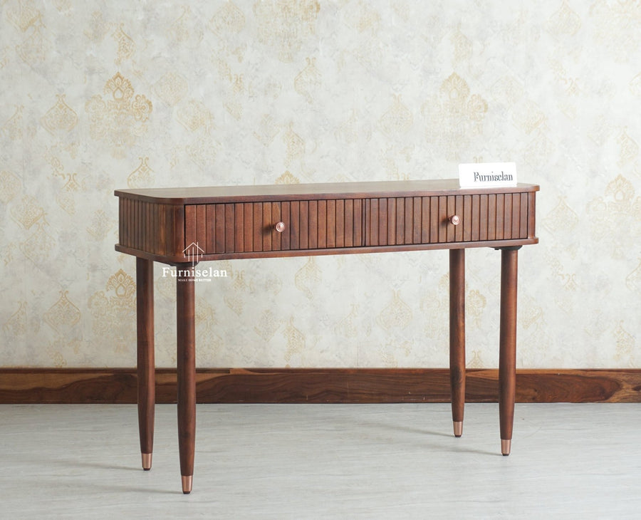 Eiffel Wooden Two Drawer Console Table Furniselan Grey Finish