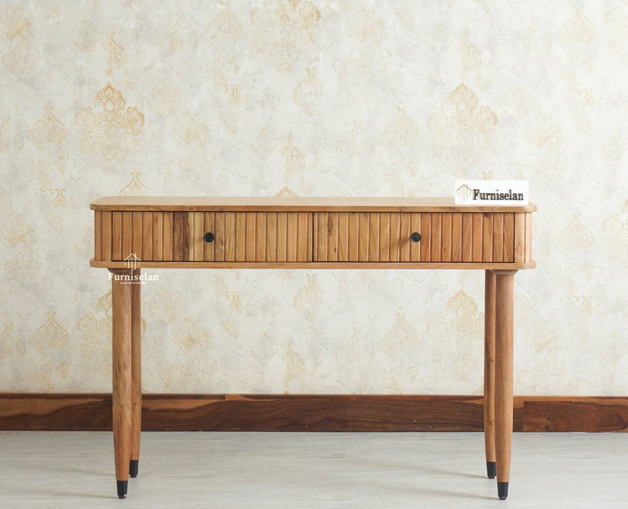 Eiffel Wooden Two Drawer Console Table Furniselan Natural Finish