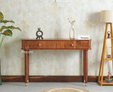 Eiffel Wooden Two Drawer Console Table Furniselan  Brown Finish