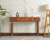 Eiffel Wooden Two Drawer Console Table Furniselan  Brown Finish