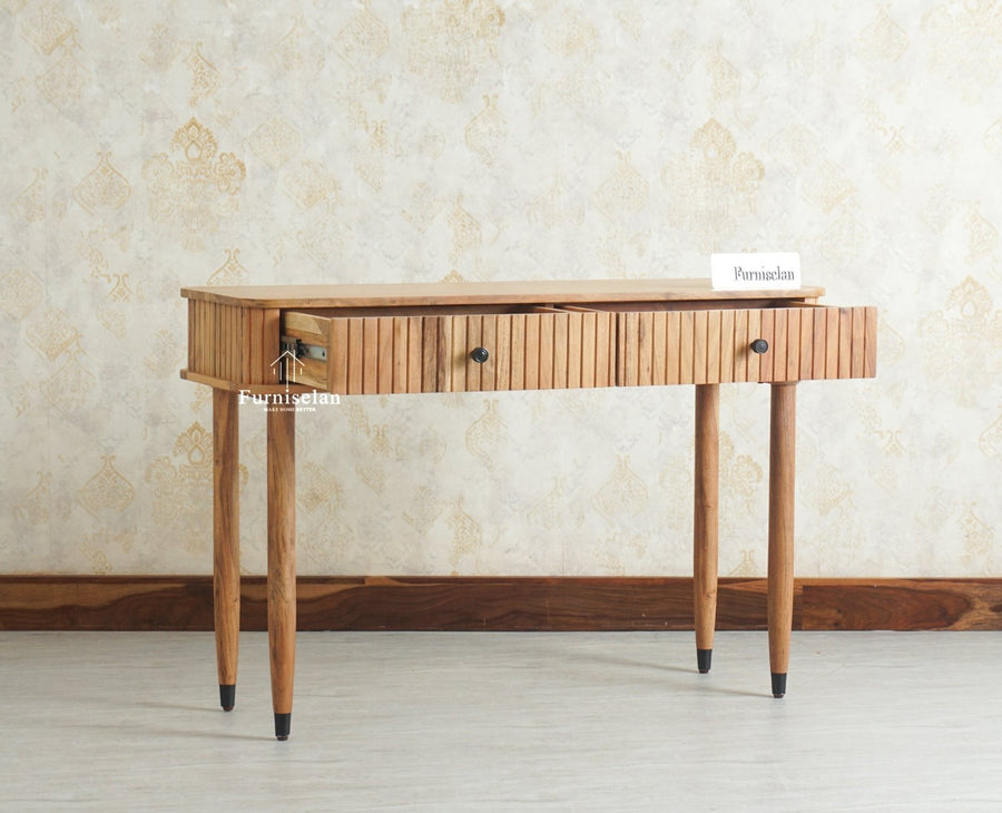 Eiffel Wooden Two Drawer Console Table Furniselan Natural Finish