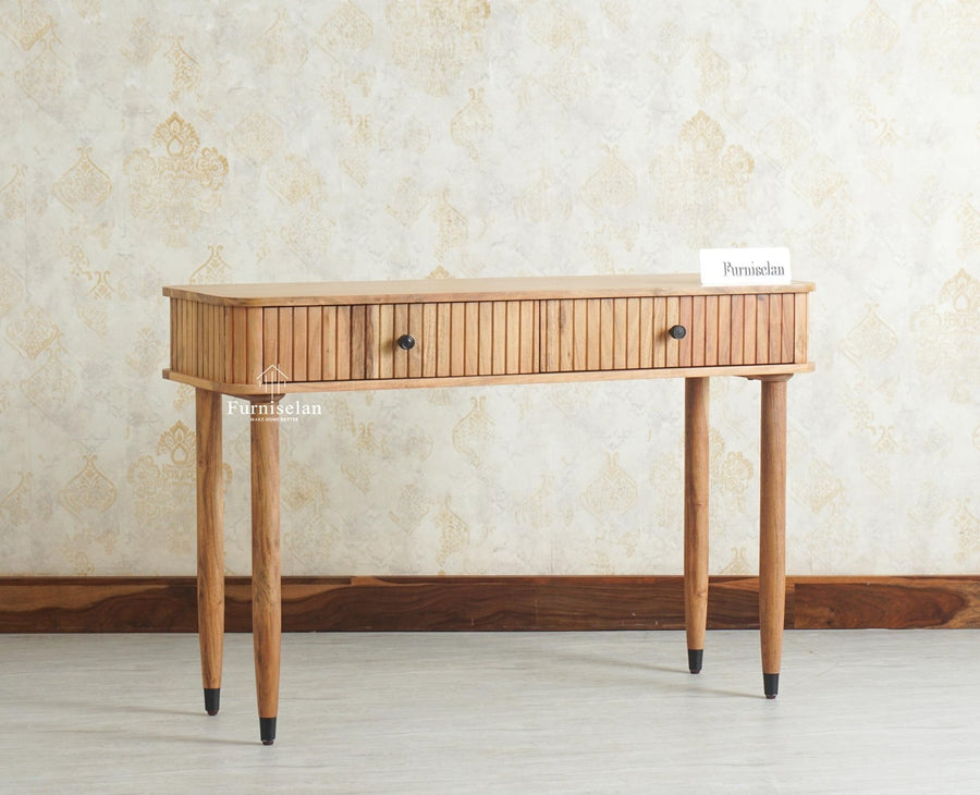 Eiffel Wooden Two Drawer Console Table Furniselan Natural Finish
