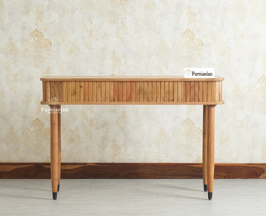 Eiffel Wooden Two Drawer Console Table Furniselan Natural Finish