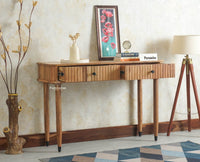 Eiffel Wooden Two Drawer Console Table Furniselan Natural Finish