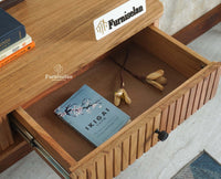 Eiffel Wooden Two Drawer Console Table Furniselan Natural Finish