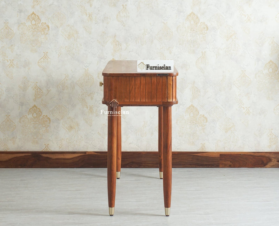 Eiffel Wooden Two Drawer Console Table Furniselan  Brown Finish