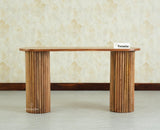 Elara Solid Wood Fluted Column Console Table for Living Room, Hallway & Entryway - Natural Oak Finish