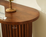 Elara Solid Wood Fluted Column Console Table for Living Room, Hallway & Entryway - Teak Finish
