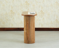Elara Solid Wood Fluted Column Console Table for Living Room, Hallway & Entryway - Natural Oak Finish