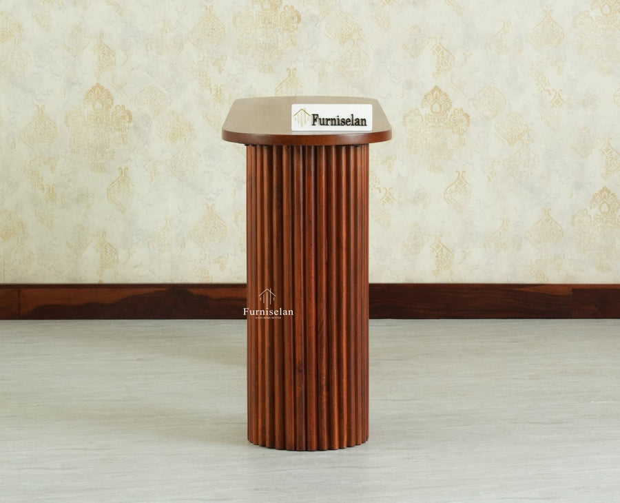 Elara Solid Wood Fluted Column Console Table for Living Room, Hallway & Entryway - Brown Finish
