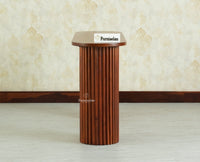 Elara Solid Wood Fluted Column Console Table for Living Room, Hallway & Entryway - Brown Finish
