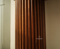 Elara Solid Wood Fluted Column Console Table for Living Room, Hallway & Entryway - Teak Finish
