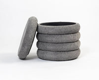 Elves Boucle Plywood Pouf Grey