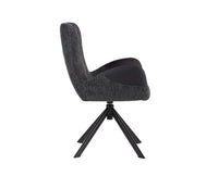 Marlow Swivel Fabric Dining Chair with Metal Legs - Charcoal Grey 