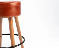 Montaro Wooden Leather Bar Stool - Brown