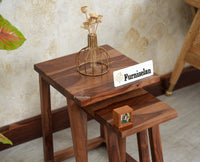 Eric End Table Set Furniselan Rustic Teak Finish