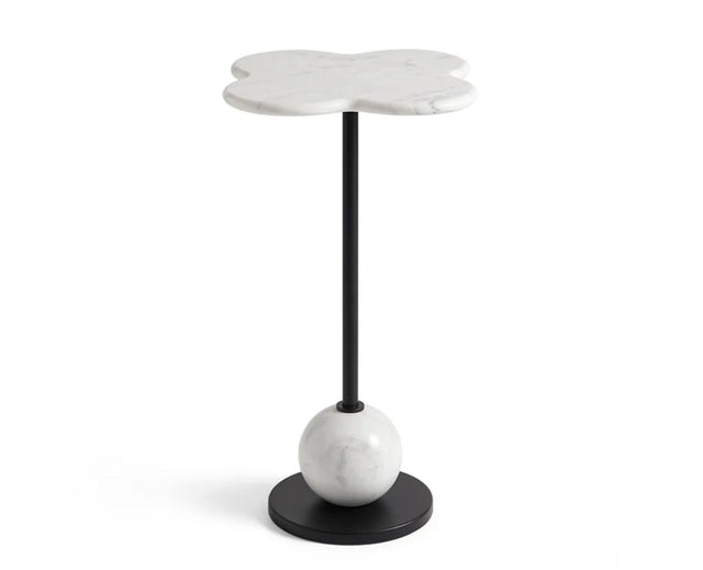 Ezra Iron Drink Table with Marble - Black Matte Finish