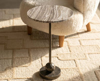 Rhea Aluminum Side Table with Marble - Brown Marble