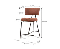 Florava Leaf Bar Chair – Modern Upholstered Dining Chair for Home & Café Rust