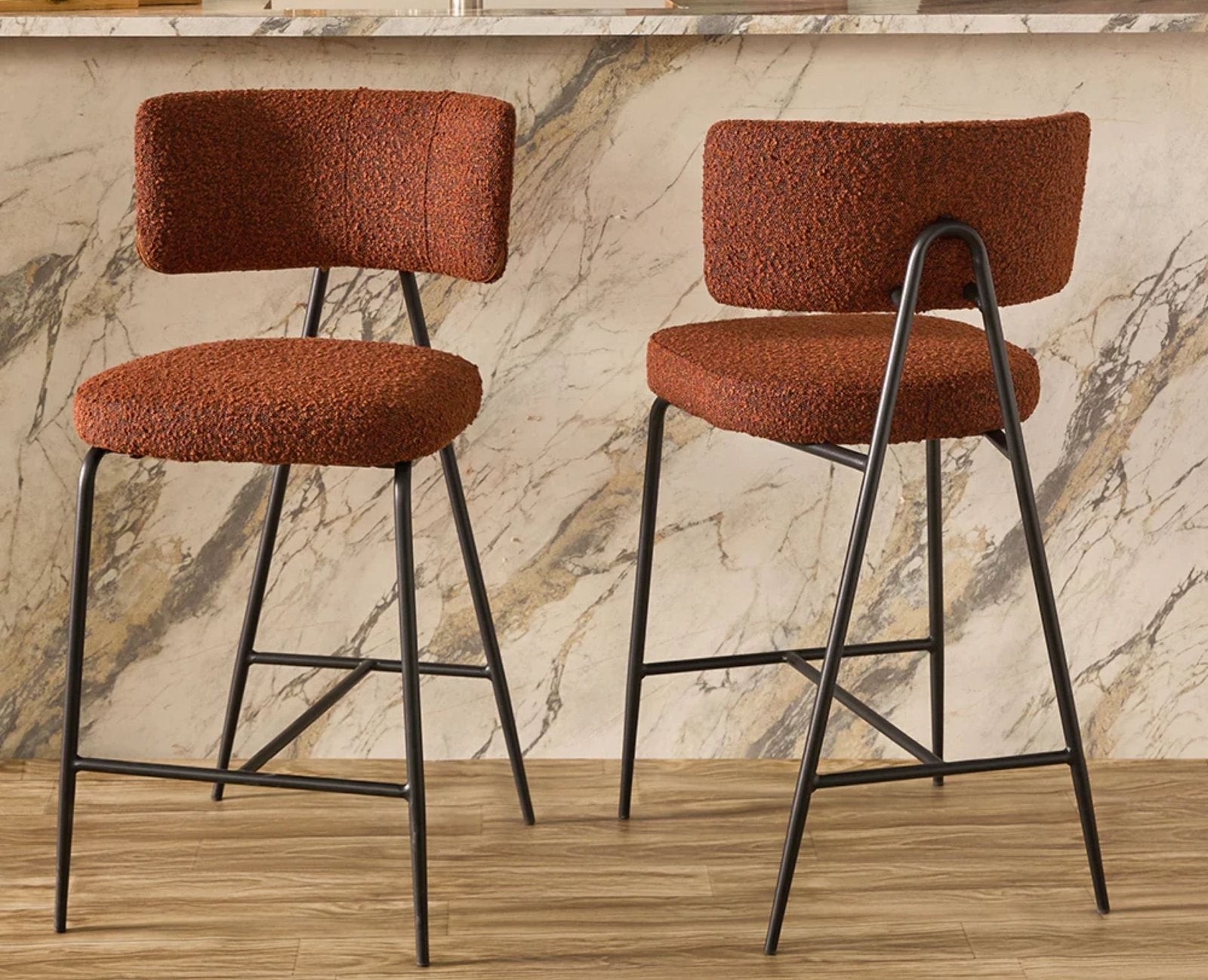 Florava Leaf Bar Chair – Modern Upholstered Dining Chair for Home & Café Rust