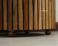 Florence Decanter Style Sheesham Wood Bar Cabinet with Glass Holder Furniselan Teak Finish