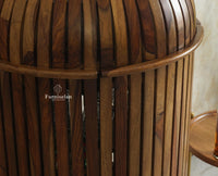 Florence Decanter Style Sheesham Wood Bar Cabinet with Glass Holder Furniselan Teak Finish