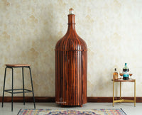 Florence Decanter Style Sheesham Wood Bar Cabinet with Glass Holder Furniselan Maple Finish