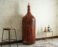 Florence Decanter Style Sheesham Wood Bar Cabinet with Glass Holder Furniselan Maple Finish