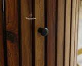 Florence Decanter Style Sheesham Wood Bar Cabinet with Glass Holder Furniselan Teak Finish