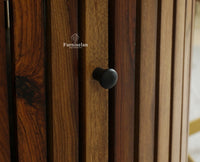 Florence Decanter Style Sheesham Wood Bar Cabinet with Glass Holder Furniselan Teak Finish