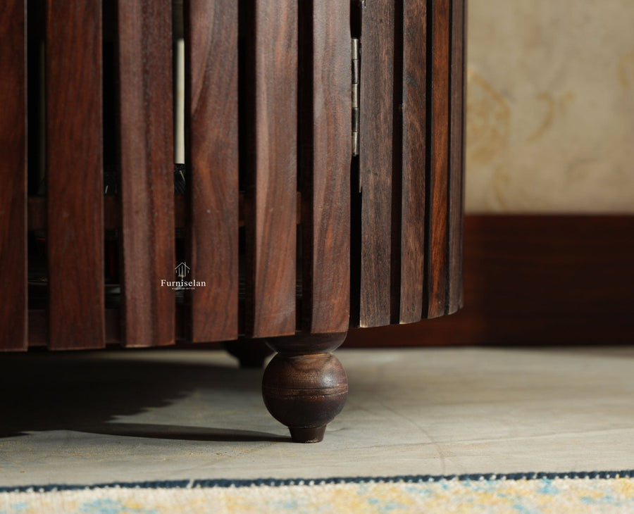 Florence Decanter Style Sheesham Wood Bar Cabinet with Glass Holder Furniselan grey Finish