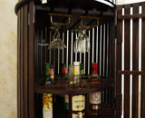 Florence Decanter Style Sheesham Wood Bar Cabinet with Glass Holder Furniselan grey Finish