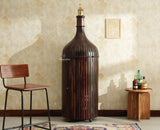 Florence Decanter Style Sheesham Wood Bar Cabinet with Glass Holder Furniselan grey Finish