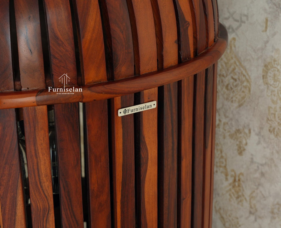 Florence Decanter Style Sheesham Wood Bar Cabinet with Glass Holder Furniselan Maple Finish