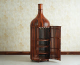 Florence Decanter Style Sheesham Wood Bar Cabinet with Glass Holder Furniselan Maple Finish