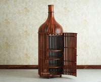 Florence Decanter Style Sheesham Wood Bar Cabinet with Glass Holder Furniselan Maple Finish