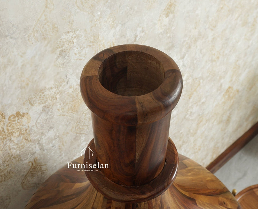 Florence Decanter Style Sheesham Wood Bar Cabinet with Glass Holder Furniselan Teak Finish