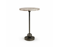 Rhea Aluminum Side Table with Marble - Brown Marble