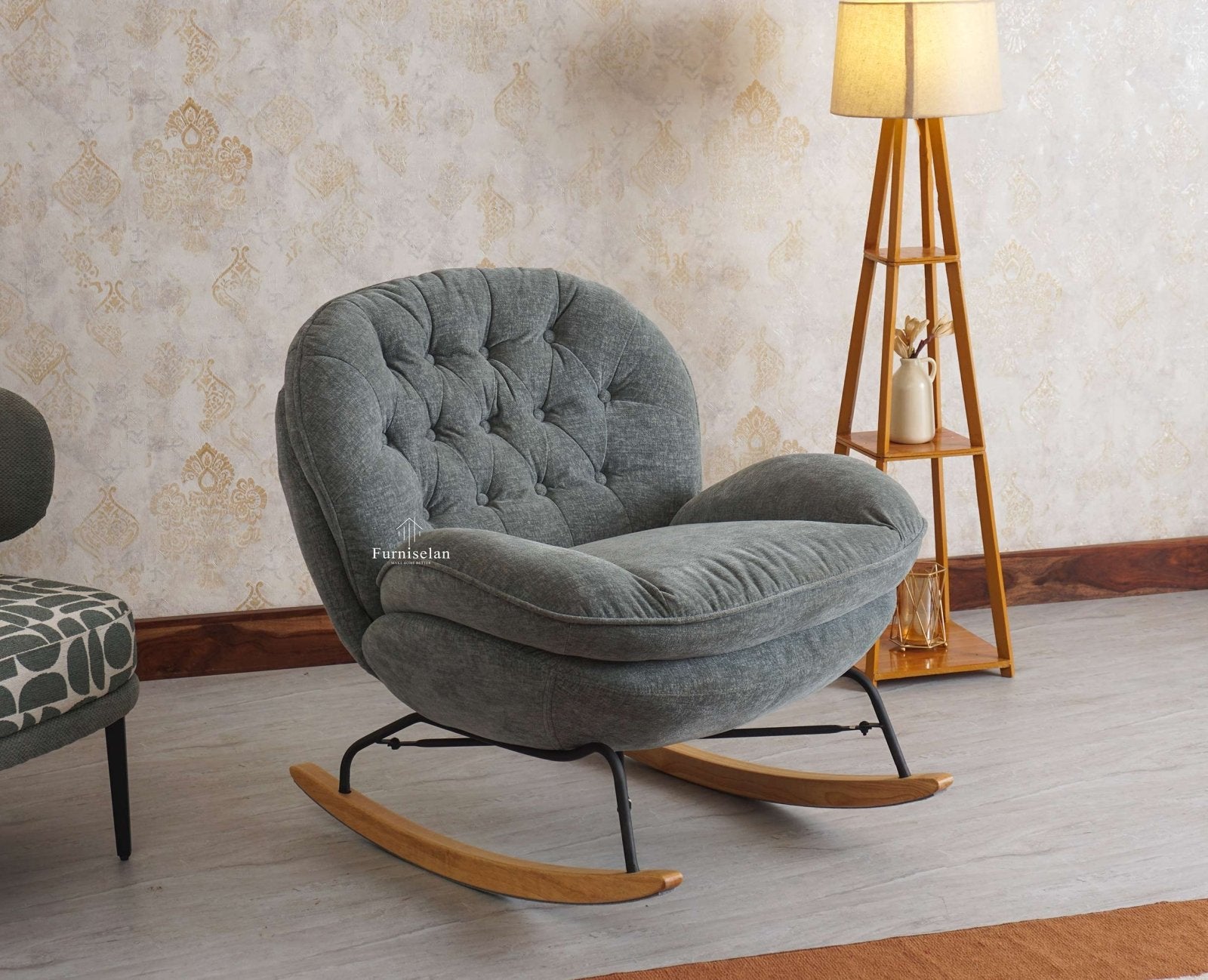 GeoNest Lounge Rocking Chair Furniselan - Charcoal-Grey
