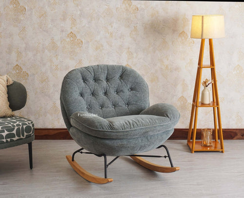 GeoNest Lounge Rocking Chair Furniselan - Charcoal-Grey
