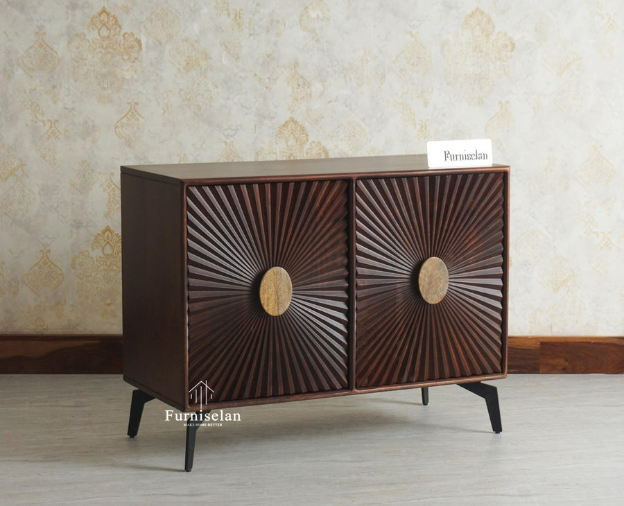Greece Premium Look Wooden Sideboard Cabinet 2 Doors Furniselan Grey Finish