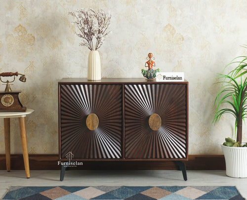 Greece Premium Look Wooden Sideboard Cabinet 2 Doors Furniselan Grey Finish