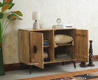 Greece Premium Look Wooden Sideboard Cabinet 2 Doors Furniselan Natural Finish