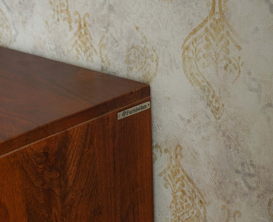Greece Premium Look Wooden Sideboard Cabinet 2 Doors Furniselan Brown Finish