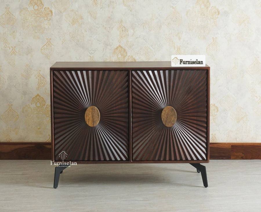 Greece Premium Look Wooden Sideboard Cabinet 2 Doors Furniselan Grey Finish