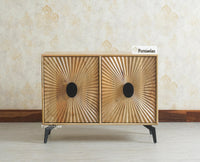 Greece Premium Look Wooden Sideboard Cabinet 2 Doors Furniselan Natural Finish