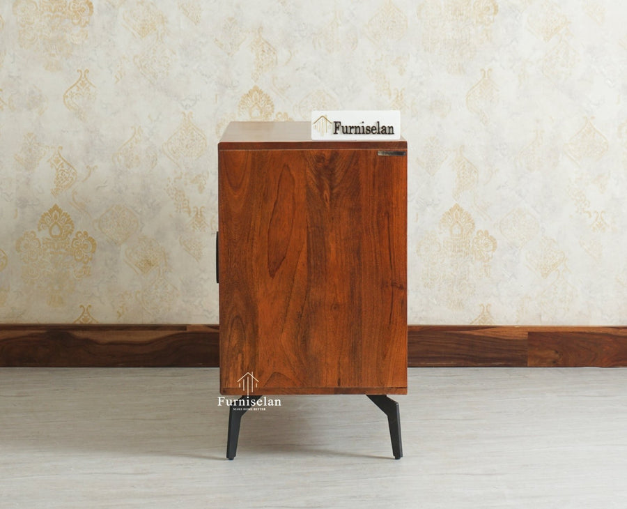 Greece Premium Look Wooden Sideboard Cabinet 2 Doors Furniselan Brown Finish