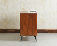 Greece Premium Look Wooden Sideboard Cabinet 2 Doors Furniselan Brown Finish