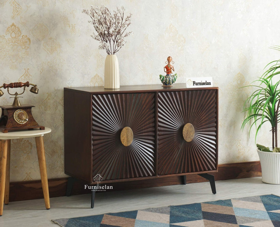 Greece Premium Look Wooden Sideboard Cabinet 2 Doors Furniselan Grey Finish