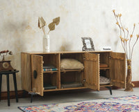 Greece Premium Look Wooden Sideboard Cabinet 3 Doors Furniselan Natural Finish